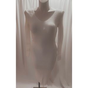 Cream V-neck Sweater Dress